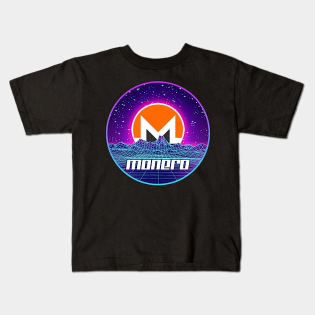 Monero to the Moon Digital Crypto BTC Retro Spaceship Kids T-Shirt by TheBeardComic